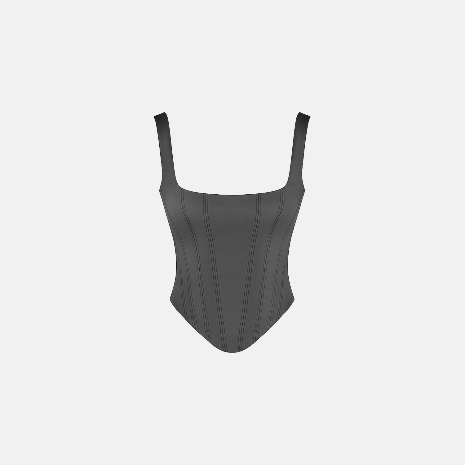 Imagem do Corset Modelador Mimosa confeccionado em cetim duchese preto, com decote quadrado, estrutura marcada e forro interno para suporte. Realça a cintura com elegância e é perfeito para festas, jantares e ocasiões sofisticadas.