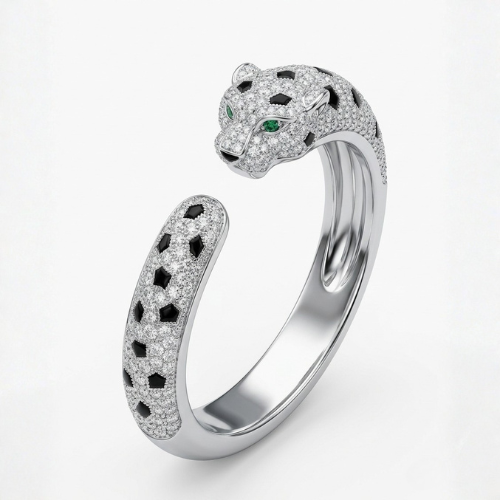 Anel Pantera Cravejada em Prata