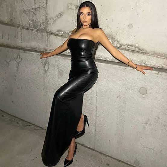 Vestido Sophia Tubinho Longo de Couro Sintético
